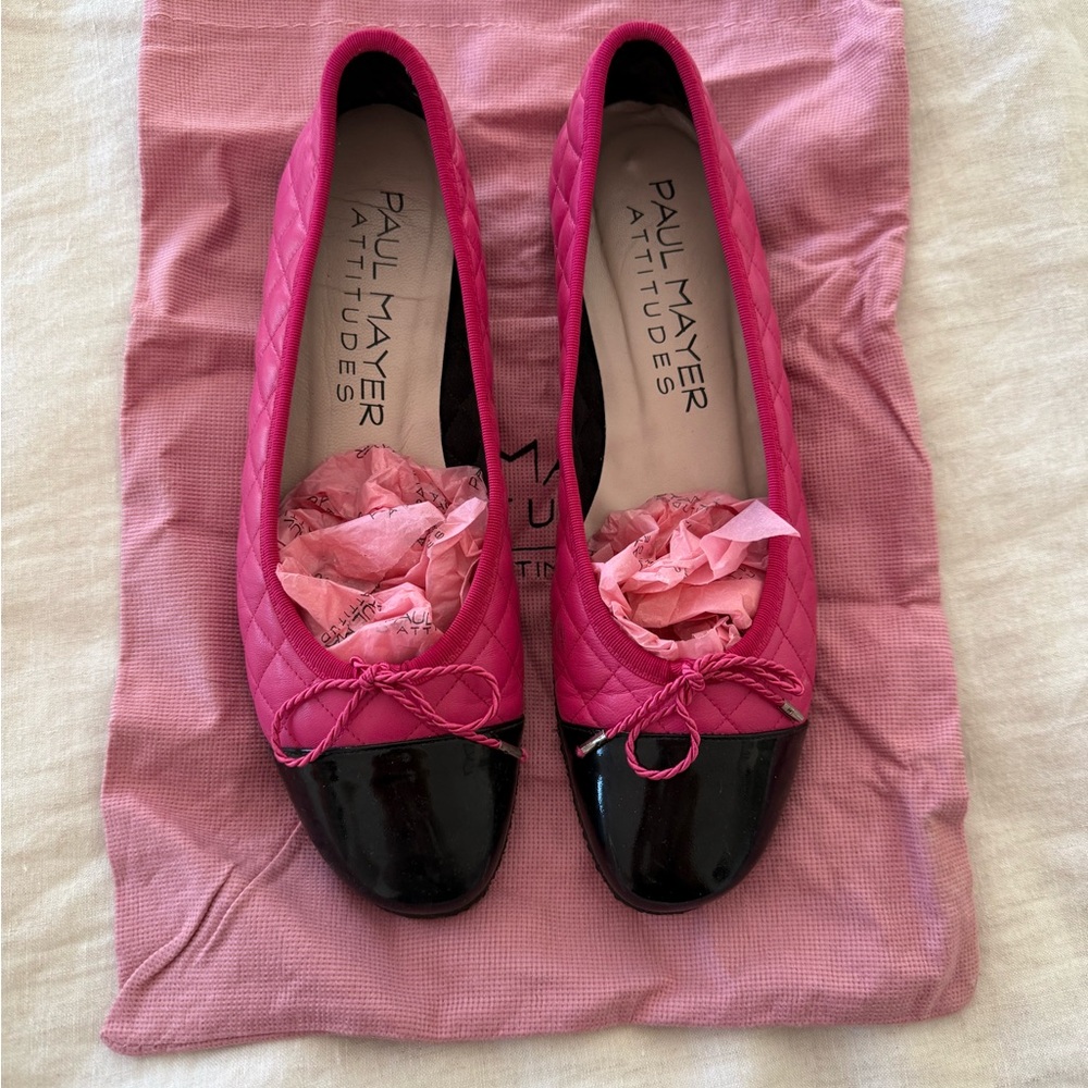 Paul Mayer Attitudes Pink and Black “The Cosy” ballet flats Size 7 Retail $245 - Picture 2 of 5